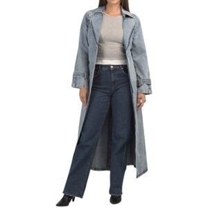 AVEC LES FILLES Relaxed Denim Maxi Trench Coat